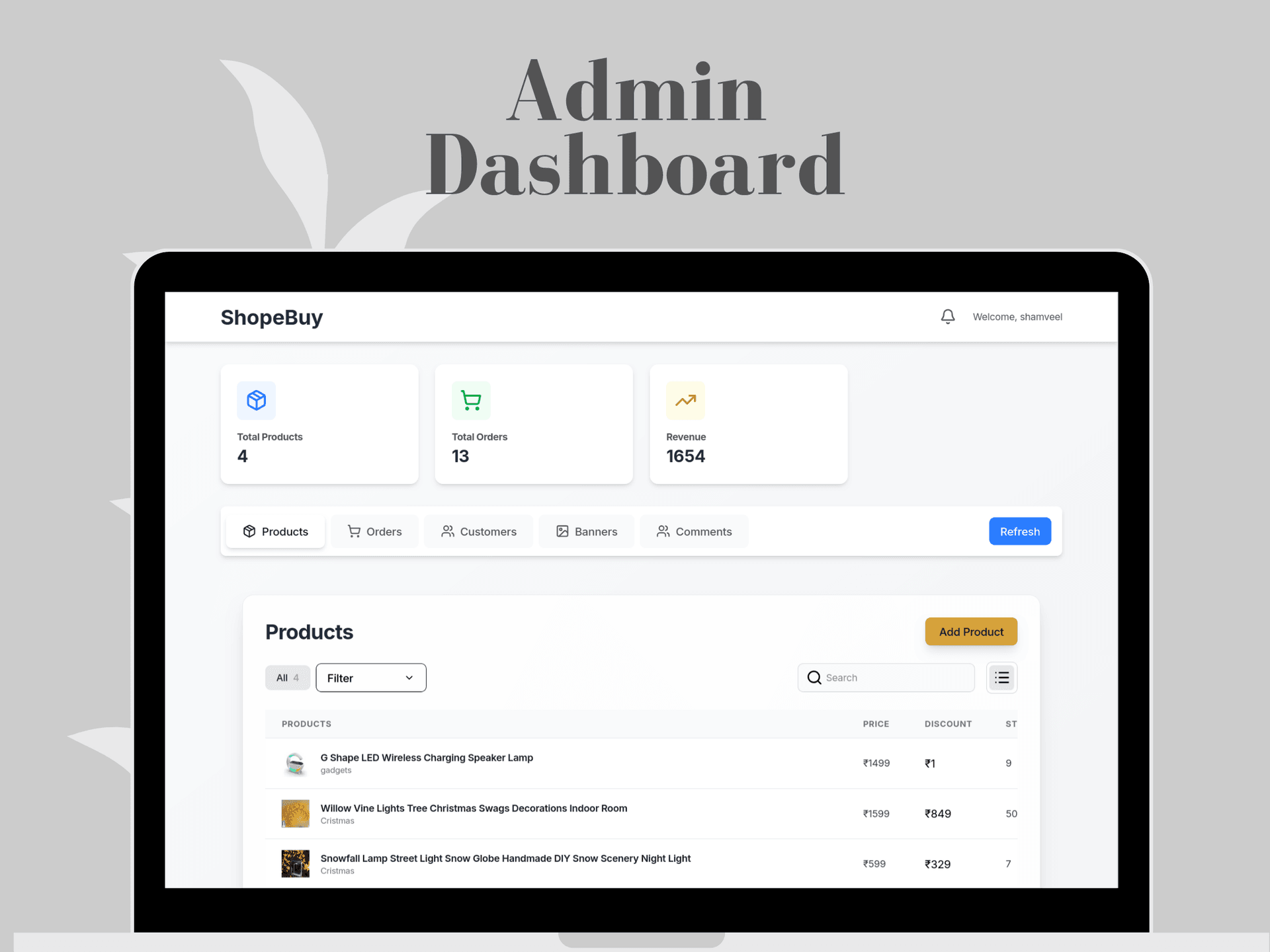 Custom Admin Dashboard