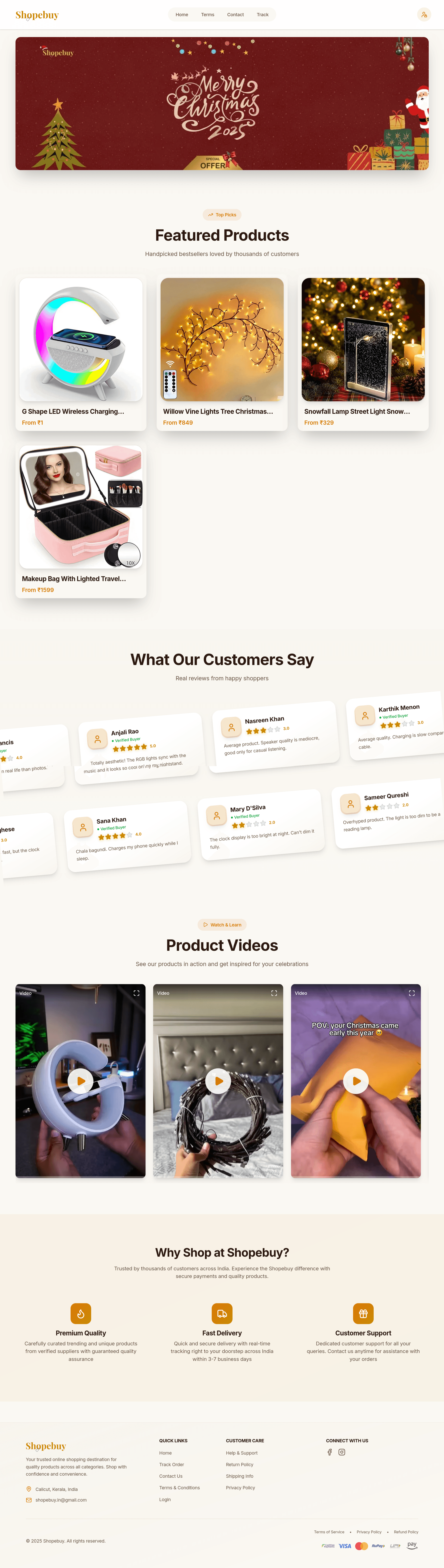 ShopeBuy E-Commerce Platform — by Muhammed Shamveel ShopeBuy E-Commerce Platform — ShopeBuy is a modern e-commerce platform developed using Next.js and MongoDB that enables small businesses to manage products, process payments, and handle orders efficiently with a custom admin dashboard. | Project by Muhammed Shamveel, full-stack developer Kerala